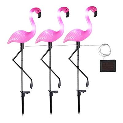 HI grondpinnen 3 st solar led flamingo