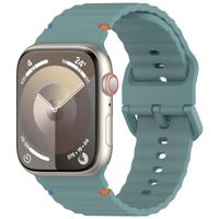 By Qubix - Wave sportband - Dennegroen - Compatible met Apple Watch 44mm / 45mm / 46mm / 49mm - Compatible Apple watch bandjes - thumbnail