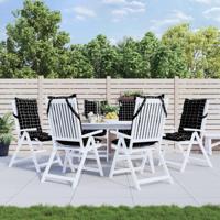 VidaXL Stoelkussens 6 st hoge rug ruitpatroon oxford stof zwart - thumbnail