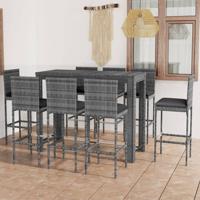 9-delige Tuinbarset met antracietkleurige kussens poly rattan - thumbnail