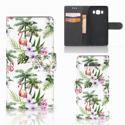 Samsung Galaxy J5 2016 Telefoonhoesje met Pasjes Flamingo Palms