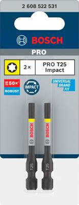 Bosch Accessoires PRO Torx slagschroefbit | T25 | 55 mm | 2 stuks - 2608522531 Bosch Accessoires PRO Torx slagschroefbit | T25 | 55 mm | 2 stuks - 2608522531
