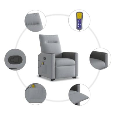 Sta-op-massagestoel verstelbaar stof lichtgrijs