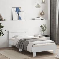 Bedframe met hoofdbord en LED-verlichting wit 90x200 cm - thumbnail