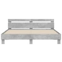 Bedframe met hoofdeinde bewerkt hout betongrijs 180x200 cm - thumbnail