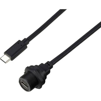 TRU COMPONENTS TC-E10T-FT3-PWF/MT3-NWA-0.5PV-S TC-13543596 USB-C 3.0-stekker naar bus IP67 (schroefdraad) kabel 0,5 m. Waterdichte kunststof kabel 1 stuk(s)