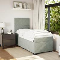 Boxspring met matras fluweel lichtgrijs 100x200 cm - thumbnail