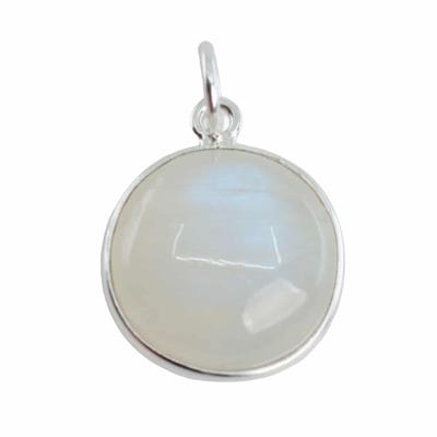 Edelsteen Hanger Rond Ontspanning - Regenboog Maansteen - 925 Zilver (15 mm)