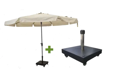 Syros 350cm ecru met verrijdbare 50kg voet