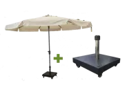 Syros 350cm ecru met verrijdbare 50kg voet - thumbnail