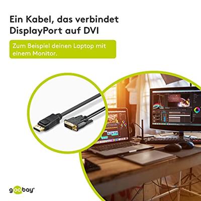 goobay 51961 DisplayPort/DVI-D adapterkabel, 2m zwart