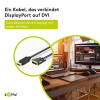 goobay 51961 DisplayPort/DVI-D adapterkabel, 2m zwart - thumbnail