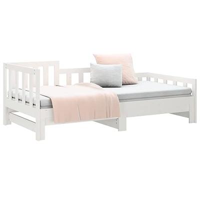 Slaapbank uitschuifbaar massief grenenhout wit 2x(90x200) cm