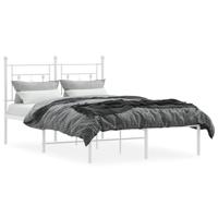 Bedframe met hoofdbord metaal wit 120x190 cm - thumbnail