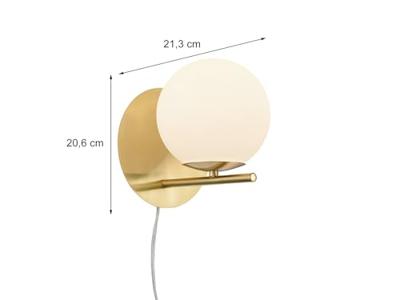 Trio MuurlampPure goud met wit glas - 202000108