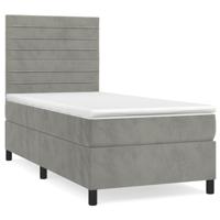 Boxspring met matras fluweel lichtgrijs 100x200 cm - thumbnail