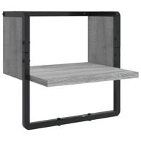 4-delige Wandschappenset met stangen bewerkt hout grijs sonoma - thumbnail