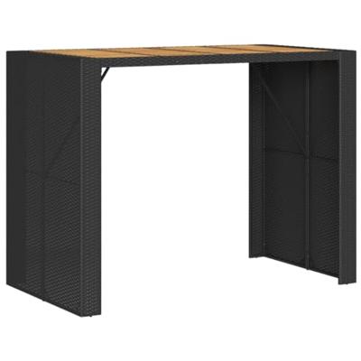 Tuinbartafel acaciahouten blad 145x80x110 cm poly rattan zwart Tuinbartafel acaciahouten blad 145x80x110 cm poly rattan zwart