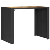 Tuinbartafel acaciahouten blad 145x80x110 cm poly rattan zwart - thumbnail