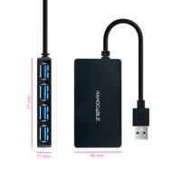 NANOCABLE 10.16.4403 - USB 3.0 hub met 4 USB 3.0-poorten, USB-A/stekker naar USB 3.0/bus, zwart, 15 cm - thumbnail
