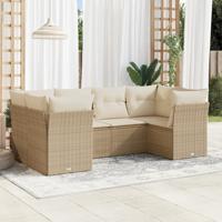 6-delige Loungeset met kussens poly rattan beige - thumbnail