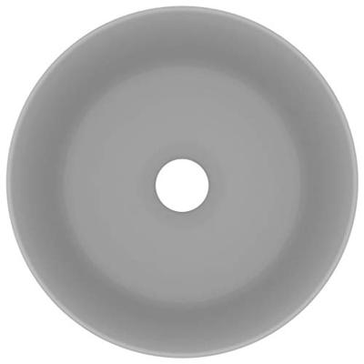 VidaXL Wastafel rond 40x15 cm keramiek mat lichtgrijs