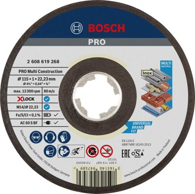 Bosch Accessories X-LOCK Trennscheibe 115x1x22,23mm Rap.Multi gerade ACS 60 V BF 2608619268 Doorslijpschijf recht 115 mm 1 stuk(s)