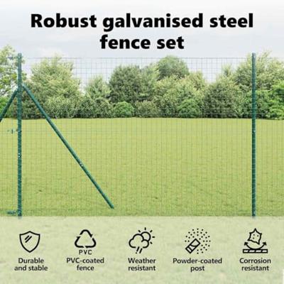 VidaXL Hek met paal groen 1,5 x 10 m staal en pvc