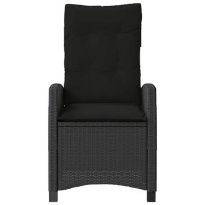 Tuinstoel verstelbaar met kussens poly rattan zwart Tuinstoel verstelbaar met kussens poly rattan zwart