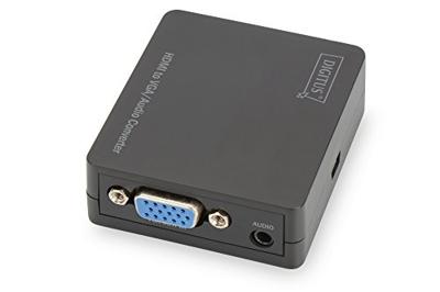 DIGITUS HDMI naar VGA converter - incl. audio-uitgang via 3,5 mm jack (stereo) - Full HD 1080p - stroomtoevoer via USB - zwart