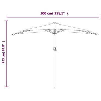 VidaXL Balkonparasol half met aluminium paal 300x155x223 cm blauw - thumbnail