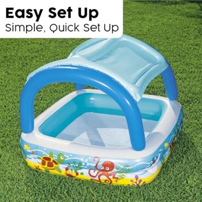 Bestway Opblaasbaar Kinderzwembad Afneembaar Dak 140x140x114 cm +2 Jaar Tuin 52192