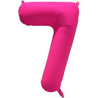 Folieballon Cijfer 7 Neon Roze (86cm) - thumbnail