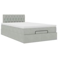 Ottoman bed met matras 200x200 cm fluweel lichtgrijs - thumbnail