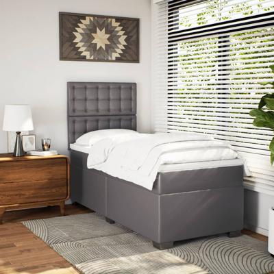 Boxspring met matras kunstleer grijs 90x200 cm - thumbnail