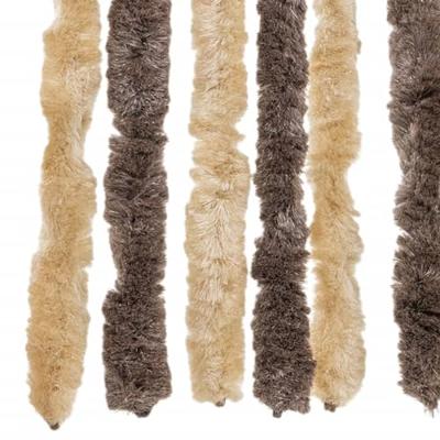 VidaXL Vliegengordijn 118x220 cm chenille donkerbruin en beige - thumbnail