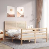 Bedframe met hoofdbord massief hout - thumbnail