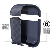 Catalyst Ring Clip Case voor AirPods 1 en 2 - Siliconen AirPods-case met textuurpatroon, hoogglanzende oppervlakteafwerking met extra grip, compatibel met draadloos opladen - Marineblauw - thumbnail