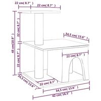 VidaXL Kattenmeubel met sisal krabpalen 48 cm crèmekleurig - thumbnail