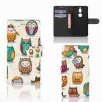 Nokia 7 | Telefoonhoesje | Met pasjeshouder | Vrolijke Uilen - thumbnail