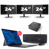 Dell Latitude 7320 - Intel Core i5-11e Generatie - 13 inch - 16GB RAM - 256GB SSD - Windows 11 Home + 3x 24 inch Monitor - thumbnail