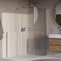 BRAUER Oblivion Flow inloopdouche helder ribbelglas 100x200 met zijwand 30 incl. glascoating chroom - thumbnail