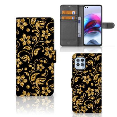Motorola Moto G100 Hoesje Gouden Bloemen Motorola Moto G100 Hoesje Gouden Bloemen