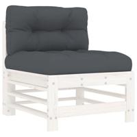 6-delige Loungeset met kussens massief hout wit - thumbnail