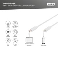 Digitus Mobiele telefoon, Apple iPad/iPhone/iPod, Laptop Laadkabel [1x - 1x Lightning] 2 m - thumbnail