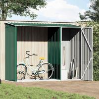 VidaXL Brandhoutschuur 245x98x159 cm gegalvaniseerd staal groen - thumbnail