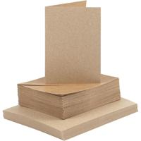Creativ Company Kaarten en enveloppen, afmeting kaart 10,5x15 cm, afmeting envelop 11,5x16,5 cm, 120+240 gr, naturel, 50 set/ 1 doos - thumbnail