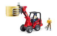 bruder Schäffer Compactlader 2630 met hooibalengrijper modelvoertuig - thumbnail