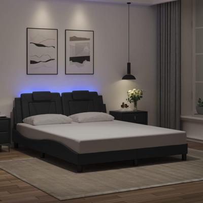 Bedframe met LED-verlichting kunstleer zwart 160x200 cm