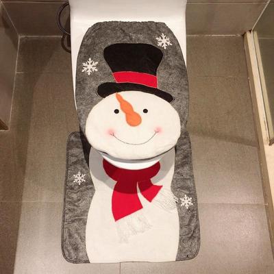 2 in 1 sneeuwpop kerst decoratie toilet set